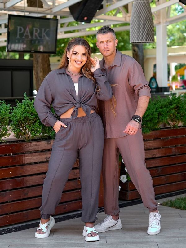Летний и легкий костюм унисекс «Unisex-2» цвета мокко