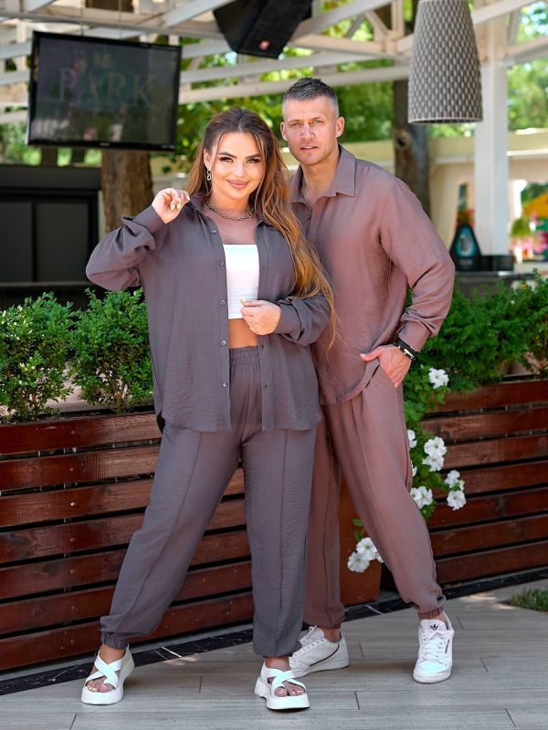Летний и легкий костюм унисекс «Unisex-2» цвета мокко