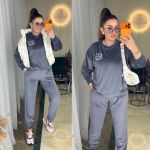 Велюровый костюм с логотипом MeriArt графитового цвета