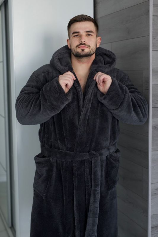 Халат махровый (Unisex) графитового цвета