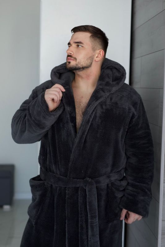 Халат махровый (Unisex) графитового цвета