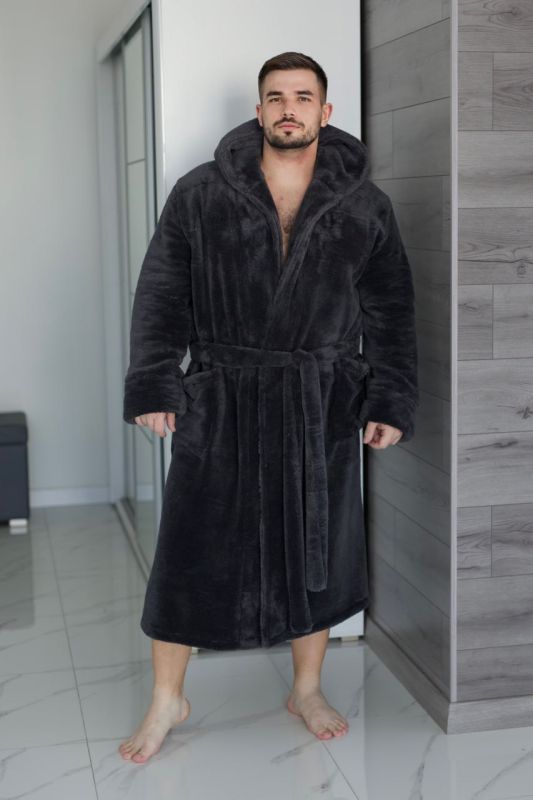 Халат махровый (Unisex) графитового цвета