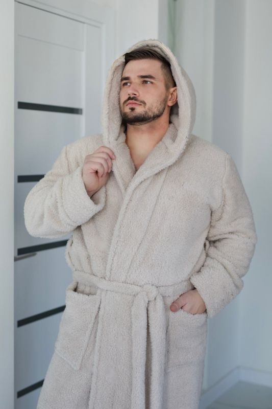 Халат махровый (Unisex) молочного цвета