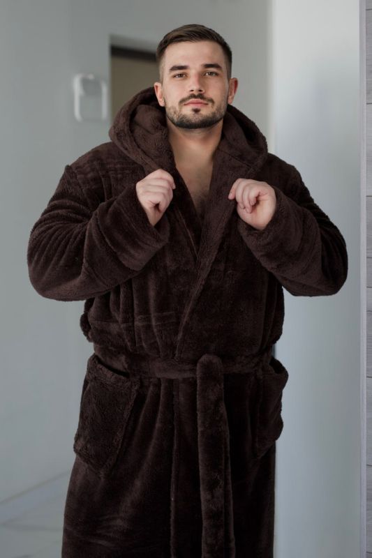 Халат махровый (Unisex) шоколадного цвета