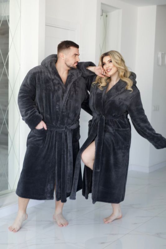 Халат махровый (Unisex) графитового цвета