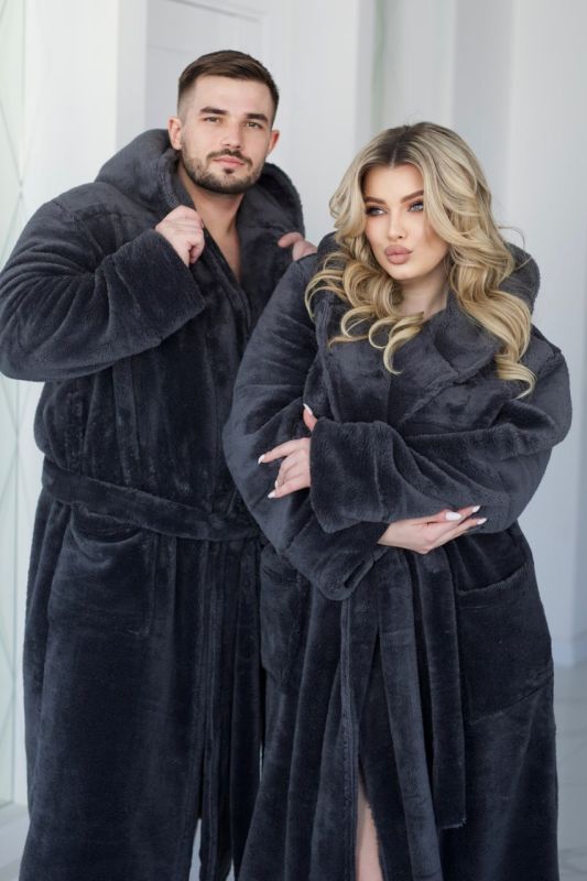 Халат махровый (Unisex) графитового цвета