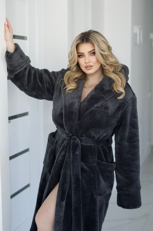 Халат махровый (Unisex) графитового цвета