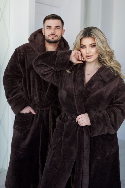 Халат махровый (Unisex) шоколадного цвета