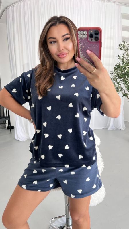 Мега Крутый домашний костюм - пижама с шортами темно-синего цвета